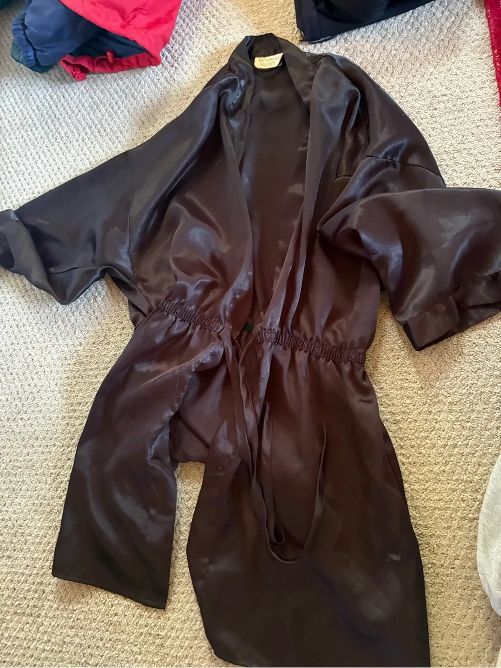 Gold Label Victoria's Secret Black Satin Kimono Robe